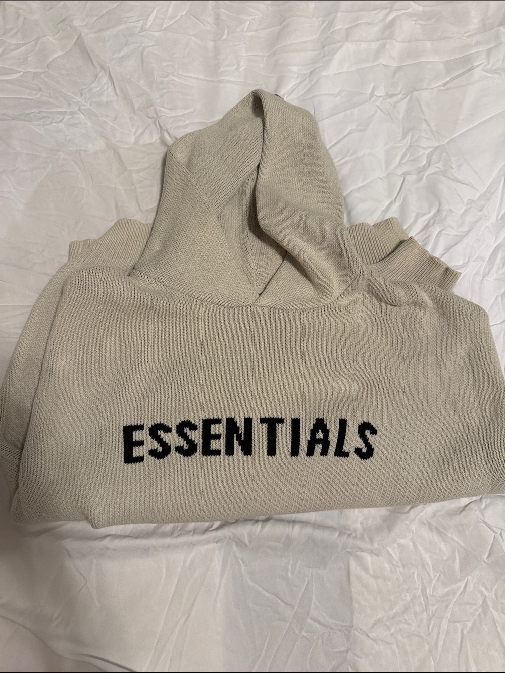Essentials Men’s Cream Crewneck Sweater with Black Logo